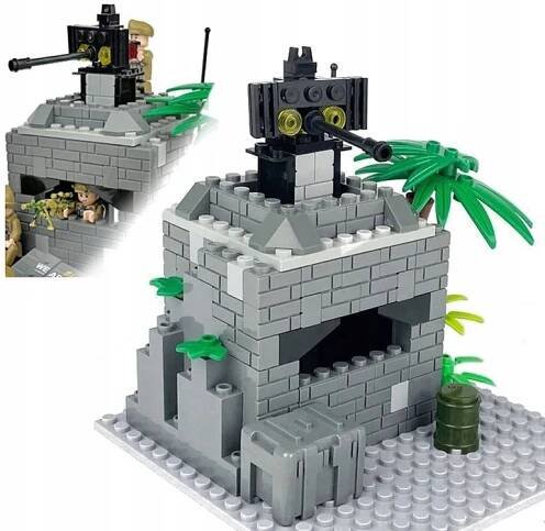 Stavebnice armáda příslušenství prvky sada army bunkr + 2 vojáci