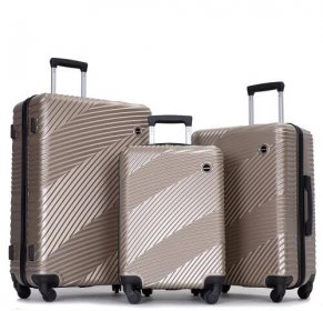 Tripcomp Luggage 3 Piece Set,Suitcase Set with Spinner Wheels Hardside Lightweight Luggage Set 20in24in28in.(Golden) - Walmart.com