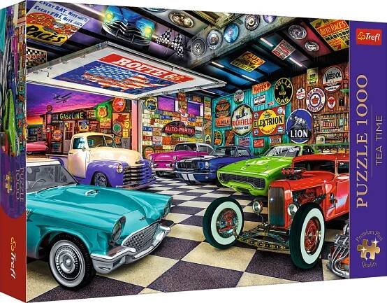 TREFL Puzzle Premium Plus Tea Time: Garáž sběratele aut 1000 dílků | Puzzle-puzzle.cz