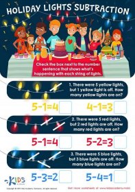Holiday Lights Subtraction Worksheet