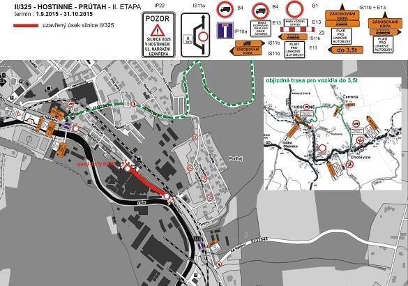 Uzavírka silnice a objízdná trasa: Město Hostinné