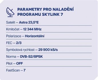 Skylink 7 – parametry (CZ)