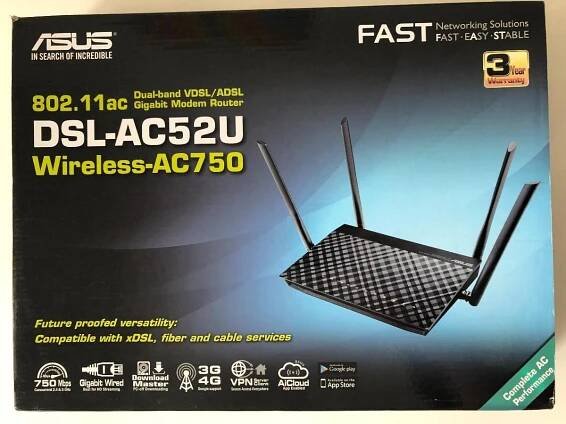 ASUS VDSL modem a router  DSL-AC52U bezvadný funkcni stav - Komponenty pro PC