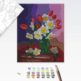 Malování podle čísel květiny tulipánů a narcisů