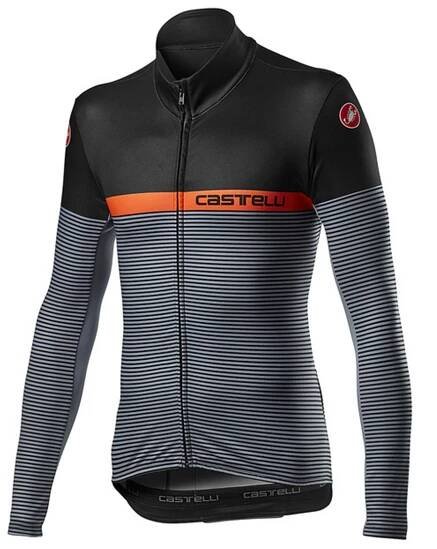 CASTELLI Cyklistický dres s dlouhým rukávem zimní - MARINAIO LONG - černá/oranžová
