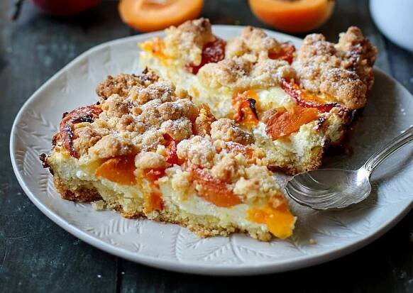 Recept : Tvarohový koláč s meruňkami II.