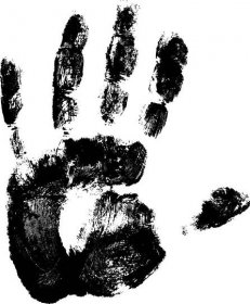 Otisky rukou lidskou rukou, skenování prsty a dlaně, vektor — Ilustrace