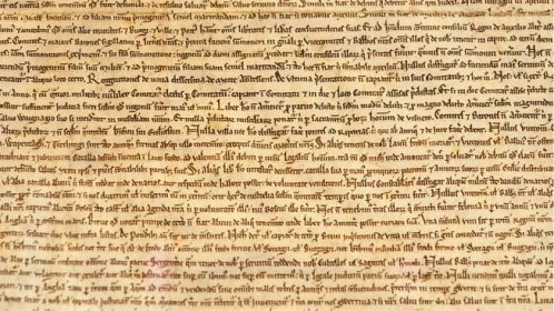 A photographic image of the Magna Carta. 