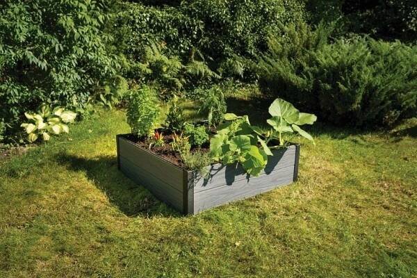 Květináč Keter Maple Square Vyvýšený záhon 106 x 32 x 106 cm plastový grafitový | eberry.cz