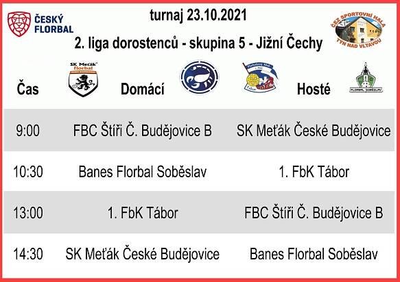 23.10.2021 - florbalový turnaj - 2. liga dorostenců - skupina 5 | MĚSTSKÁ SPORTOVNÍ HALA