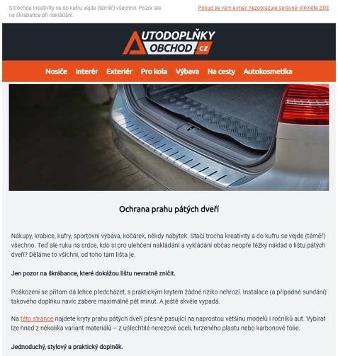 Ochrana prahu pátých dveří pro vaše auto