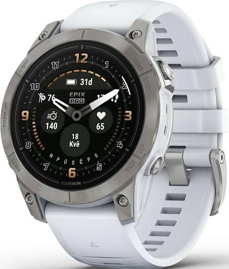 Garmin Epix PRO Sapphire, Titan/White Silicone Band