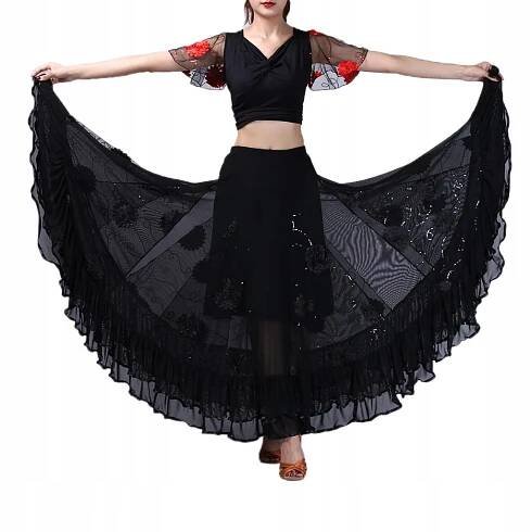 Flamenco Dance Upe Mesh Flitry šumivé černé