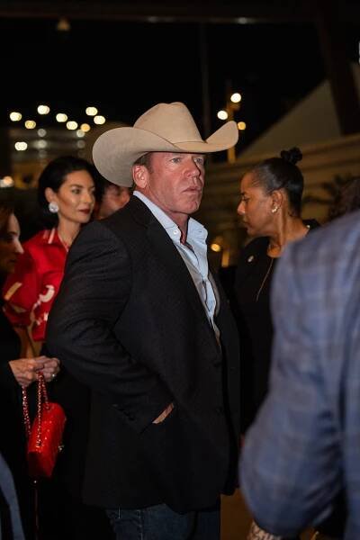 Taylor Sheridan arrives to the Saul "Canelo" Alvarez vs Edgar Berlanga fight at T-Mobile Arena on September 14, 2024 in Las Vegas, Nevada