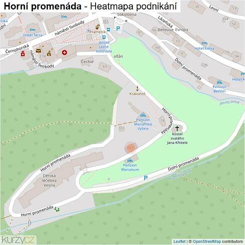 Mapa Horní promenáda - Firmy v ulici.
