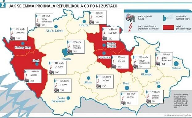 Vichřice Emma zasáhla republiku. Nyní se sčítají škody - Deník.cz