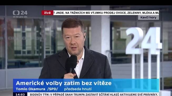Tomio Okamura na živo v ČT24 na téma americké prezidentské volby (4.11.2020)