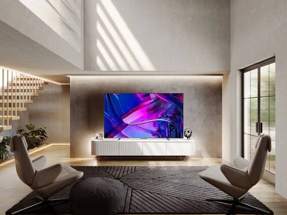 2 x televize HISENSE 100U7KQ QLED 4K 144Hz VIDAA HDR Konektory HDMI USB