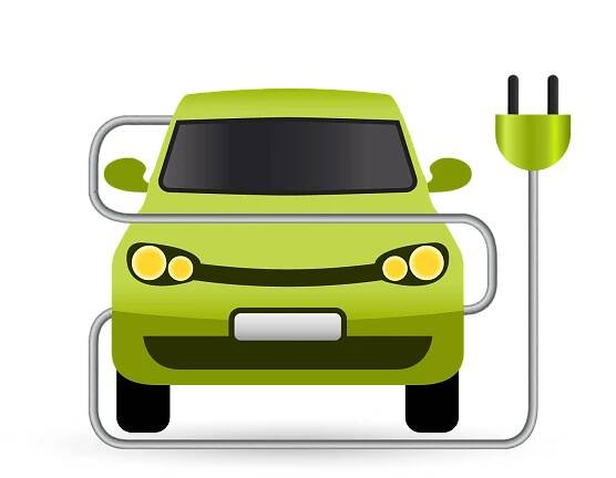 e-Mobilität Icon, Auto grün