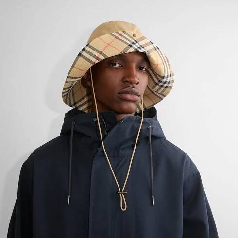Check Brim Gabardine Hat