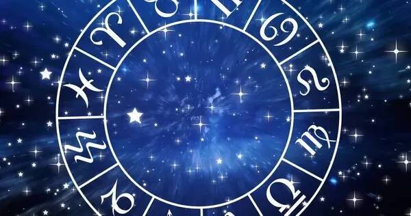 Obrázek zvěrokruhu na hvězdné noční obloze. Horoskop, zvěrokruh, hvězdné znaky a koncept astrologie digitálně generovaný obraz. — Stock obrázek