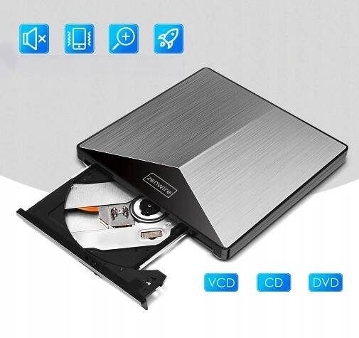 Externí přenosná DVD CD-RW DRIVER 2v1 USB 3.0 a USB-C 3.1 pro notebooky a počítače RECORDER ALUMINIUM