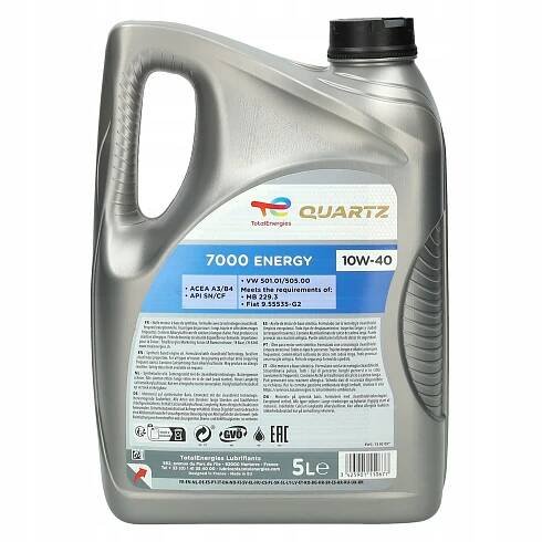 Motorový olej Total Quartz 7000 Energy 10W40 5L Výrobca TotalEnergies