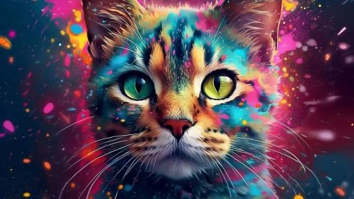 Cute Cat Wallpaper in Paint Style