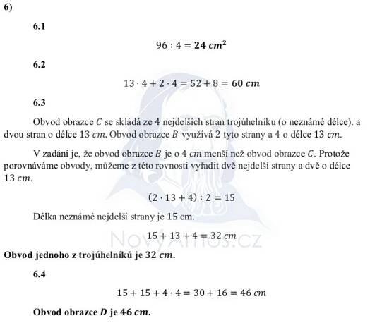 Přijímací test z matematiky na střední školy pro osmileté obory - ostrý 2022- 1. termín- řešení úlohy 6