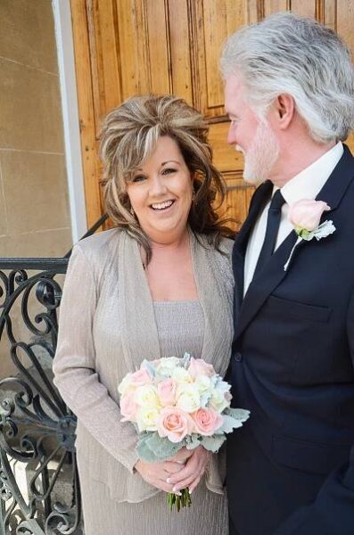 Older bride and groom at St. Philip's Church