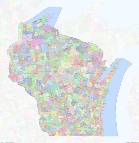 Wisconsin ZIP Codes Map thumbnail