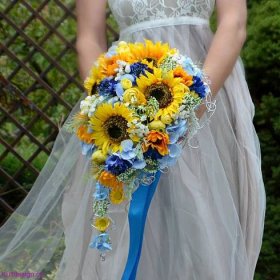 Svatební kytice Slunečnice a hortenzie