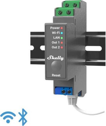 Shelly Pro 2, spínací modul 2x 16A na DIN lištu, WiFi, LAN