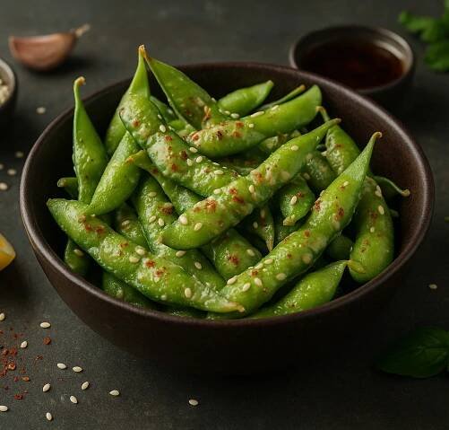 Slané edamame s tahini a citronem