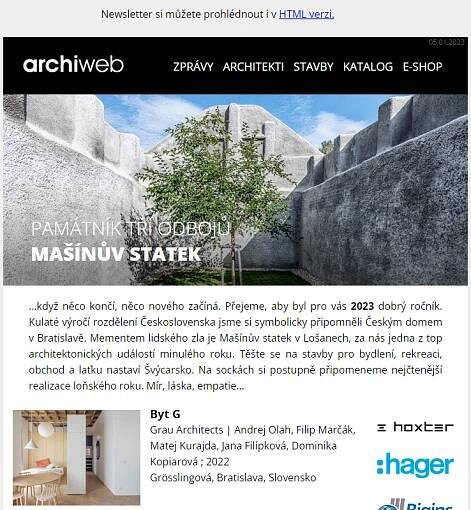 archiweb.cz - newsletter 05/01/2023