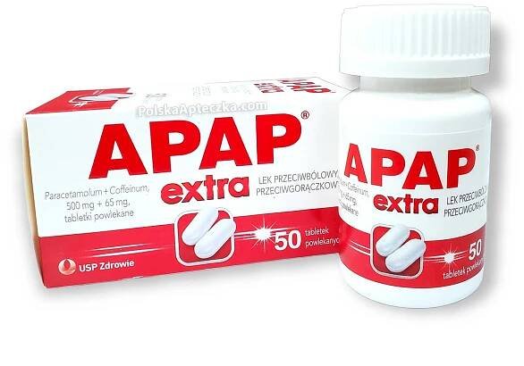 Apap Extra, lek przeciwbólowy i przeciwgorączkowy, 50 tabletek