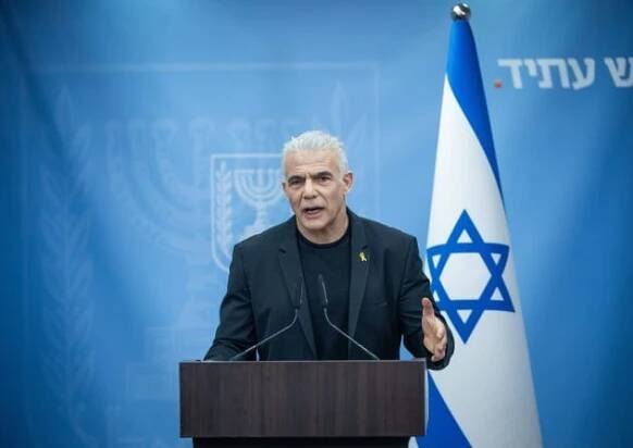 Opposition head Yair Lapid leads a faction meeting at the Knesset, in Jerusalem, on September 4, 2024