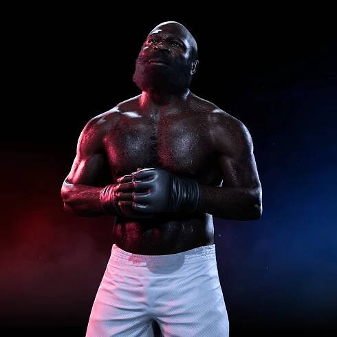UFC 5 Fighter Kimbo Slice on a red and blue background
