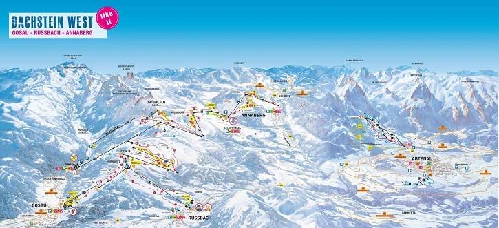 Dachstein West - mapa sjezdovek