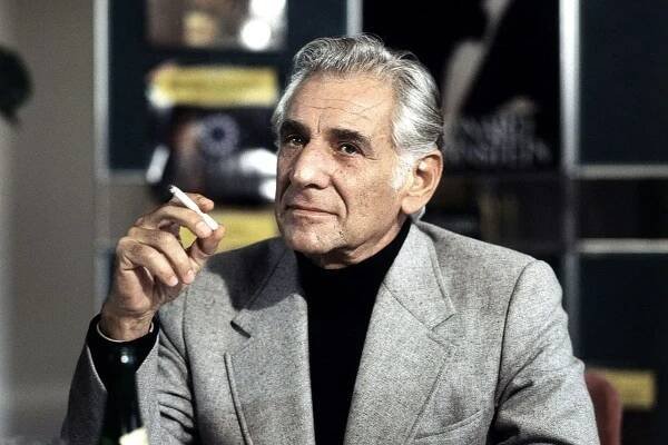 Leonard Bernstein relaxes in a cafe, circa 1970
