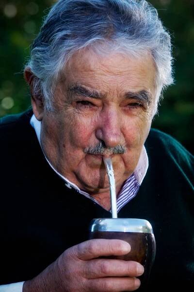 José Mujica drinks mate during an interview with EL PAÍS at the ambassador's residence in Madrid, May 30, 2013. 