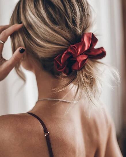 Red Silk Scrunchie - Product photo