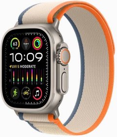 Apple Watch Ultra 2 GPS + Cellular • 49mm pouzdro z titanu • Oranžovo-béžový Trailový tah – M/L