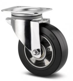 Hliníkové kolečko s černou gumovou obručí 125 mm, otočné - FEBA e-shop