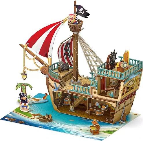 CUBICFUN 3D puzzle Pirátská loď s pokladem 157 dílků | skladejpuzzle.cz