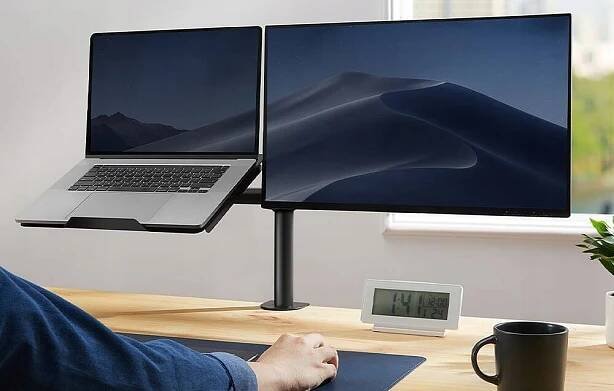 Huanuo Stolní držák na monitor a notebook 2v1 Vesa K Psacímu Stolu, nastavitelný Značka Huanuo