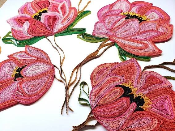 Colorful Contemporary Paper Quilling Art using strips of paper to draw floral art by Zahra Ammar — Zahra Ammar Art