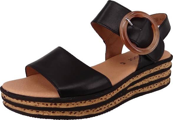 Gabor Comfort Platform sandály - černá hladká kůže Velikost: 38 Normal