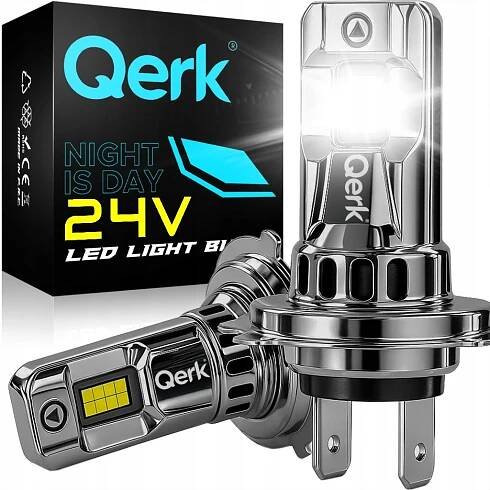 ZNAČKOVÉ RETROFITY LED ŽÁROVKY H7 24V QERK 1 až 1 NÁKLADNÍ TIR SNADNÁ MONTÁŽ