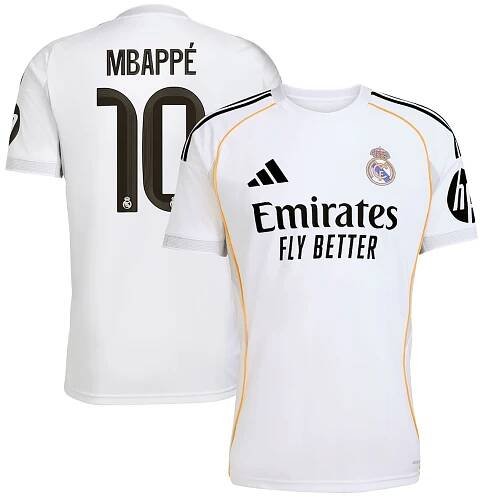 Kylian Mbappé Real Madrid adidas 2025/26 Home Replica Player Jersey - White